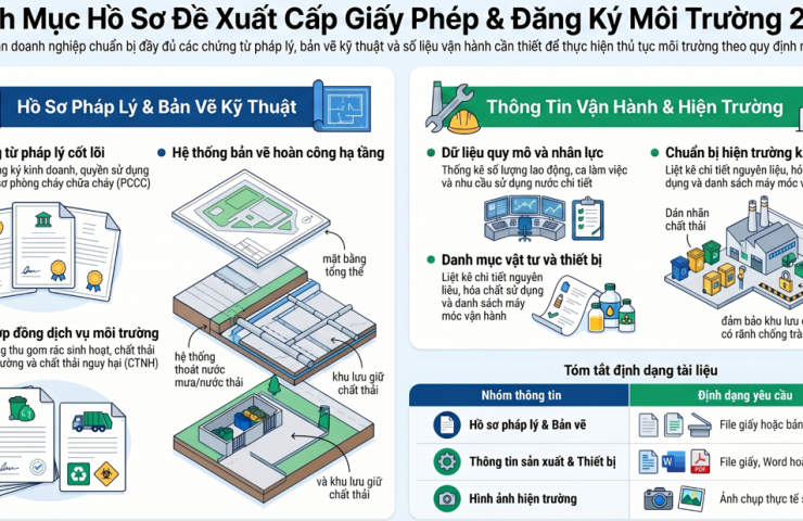 Danh mục cung cấp tài liệu phục vụ lập hồ sơ đề xuất cấp giấy phép môi trường 