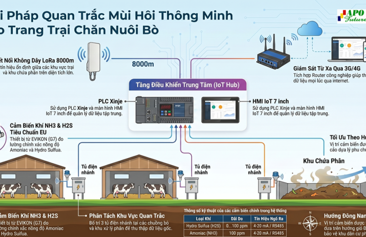 Hệ thống quan trắc mùi hôi tại trang trại bò quy mô công nghiệp