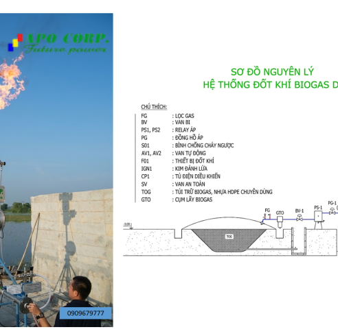 Đầu đốt khí biogas APO