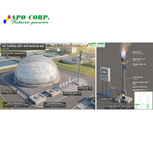 Đầu đốt khí biogas APO